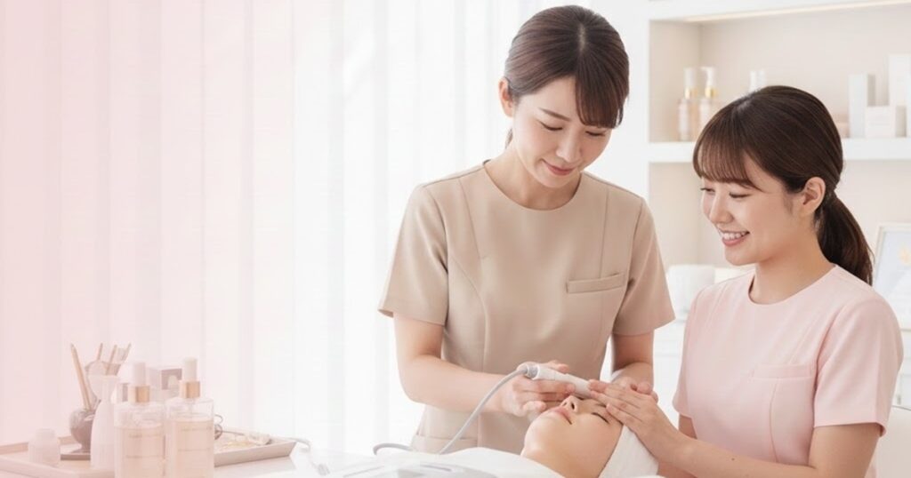 未経験から学べるエステスクールのマンツーマンレッスン風景